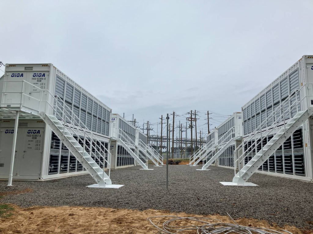 Power infrastructure walkways at an Arkansas bitcoin mining site